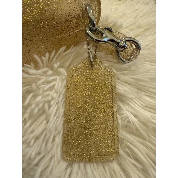 Coach Gold Glitter Jelly Crossbody Bag With Adjustable Strap & "C" Buckle Accent - Picture 8 of 14